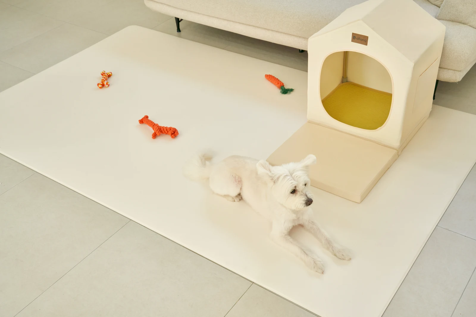 Pet Play Mat Cream ในพื้นที่เล่น